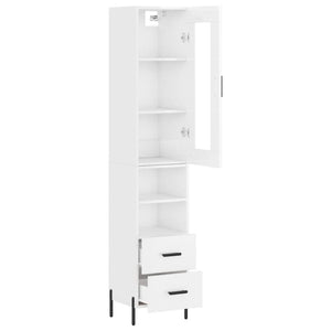 vidaXL Highboard High Gloss White 34.5x34x180 cm Engineered Wood