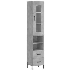 vidaXL Highboard Concrete Grey 34.5x34x180 cm Engineered Wood