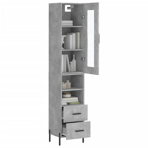 vidaXL Highboard Concrete Grey 34.5x34x180 cm Engineered Wood