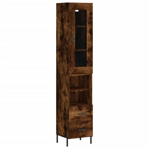 vidaXL Highboard Smoked Oak 34.5x34x180 cm Engineered Wood