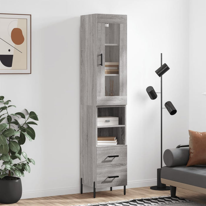 vidaXL Highboard Grey Sonoma 34.5x34x180 cm Engineered Wood