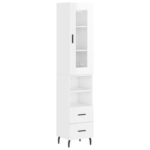 vidaXL Highboard High Gloss White 34.5x34x180 cm Engineered Wood