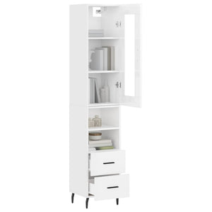 vidaXL Highboard High Gloss White 34.5x34x180 cm Engineered Wood