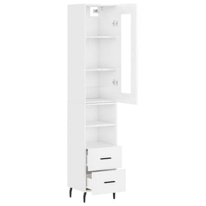 vidaXL Highboard High Gloss White 34.5x34x180 cm Engineered Wood