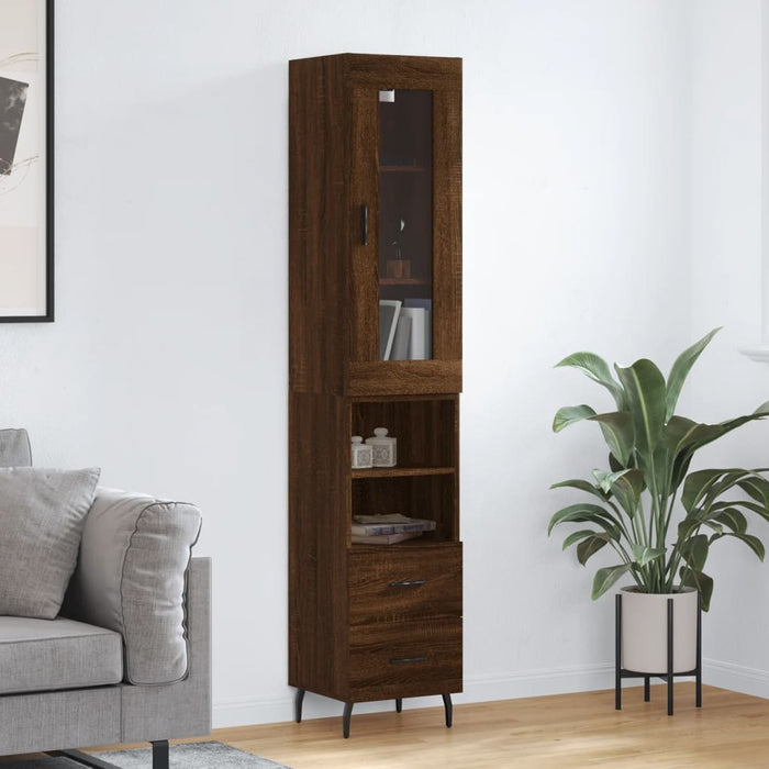 vidaXL Highboard Brown Oak 34.5x34x180 cm Engineered Wood