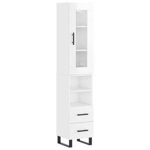 vidaXL Highboard High Gloss White 34.5x34x180 cm Engineered Wood