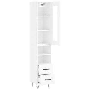 vidaXL Highboard High Gloss White 34.5x34x180 cm Engineered Wood