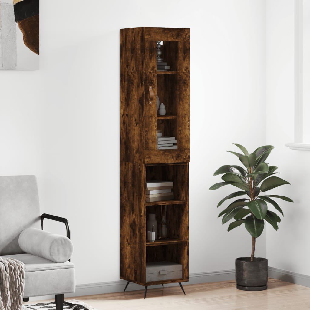 vidaXL Highboard Smoked Oak 34.5x34x180 cm Engineered Wood