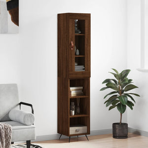 vidaXL Highboard Brown Oak 34.5x34x180 cm Engineered Wood