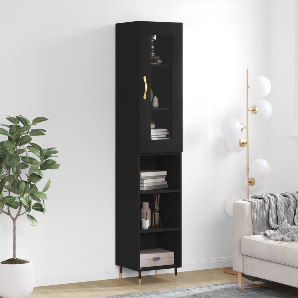 vidaXL Highboard Black 34.5x34x180 cm Engineered Wood