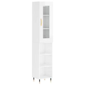 vidaXL Highboard High Gloss White 34.5x34x180 cm Engineered Wood