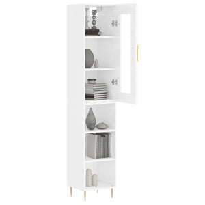 vidaXL Highboard High Gloss White 34.5x34x180 cm Engineered Wood