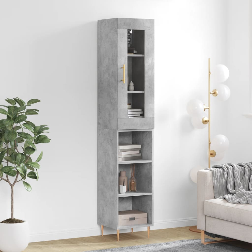 vidaXL Highboard Concrete Grey 34.5x34x180 cm Engineered Wood