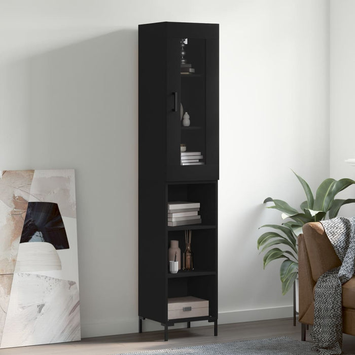 vidaXL Highboard Black 34.5x34x180 cm Engineered Wood