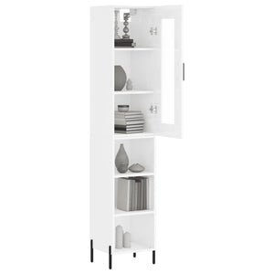 vidaXL Highboard High Gloss White 34.5x34x180 cm Engineered Wood