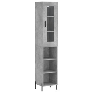 vidaXL Highboard Concrete Grey 34.5x34x180 cm Engineered Wood