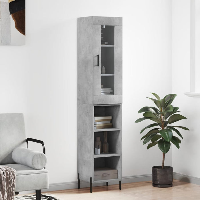 vidaXL Highboard Concrete Grey 34.5x34x180 cm Engineered Wood