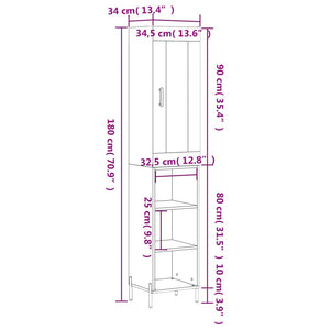 vidaXL Highboard Grey Sonoma 34.5x34x180 cm Engineered Wood