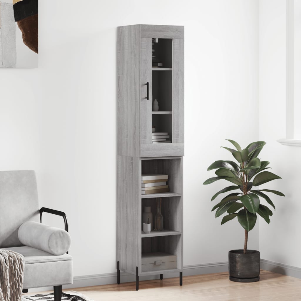 vidaXL Highboard Grey Sonoma 34.5x34x180 cm Engineered Wood