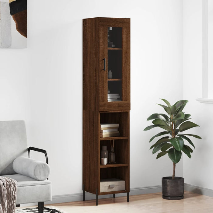 vidaXL Highboard Brown Oak 34.5x34x180 cm Engineered Wood