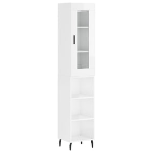 vidaXL Highboard High Gloss White 34.5x34x180 cm Engineered Wood