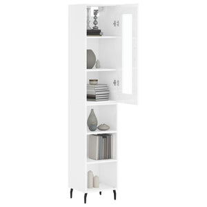 vidaXL Highboard High Gloss White 34.5x34x180 cm Engineered Wood