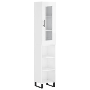 vidaXL Highboard High Gloss White 34.5x34x180 cm Engineered Wood