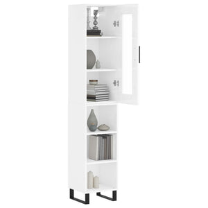 vidaXL Highboard High Gloss White 34.5x34x180 cm Engineered Wood