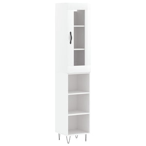 vidaXL Highboard High Gloss White 34.5x34x180 cm Engineered Wood