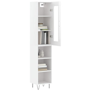 vidaXL Highboard High Gloss White 34.5x34x180 cm Engineered Wood