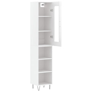 vidaXL Highboard High Gloss White 34.5x34x180 cm Engineered Wood