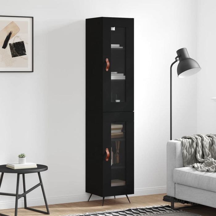 vidaXL Highboard Black 34.5x34x180 cm Engineered Wood