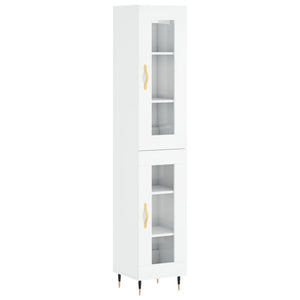 vidaXL Highboard High Gloss White 34.5x34x180 cm Engineered Wood