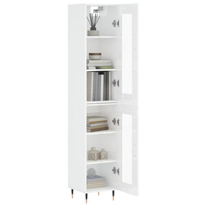 vidaXL Highboard High Gloss White 34.5x34x180 cm Engineered Wood