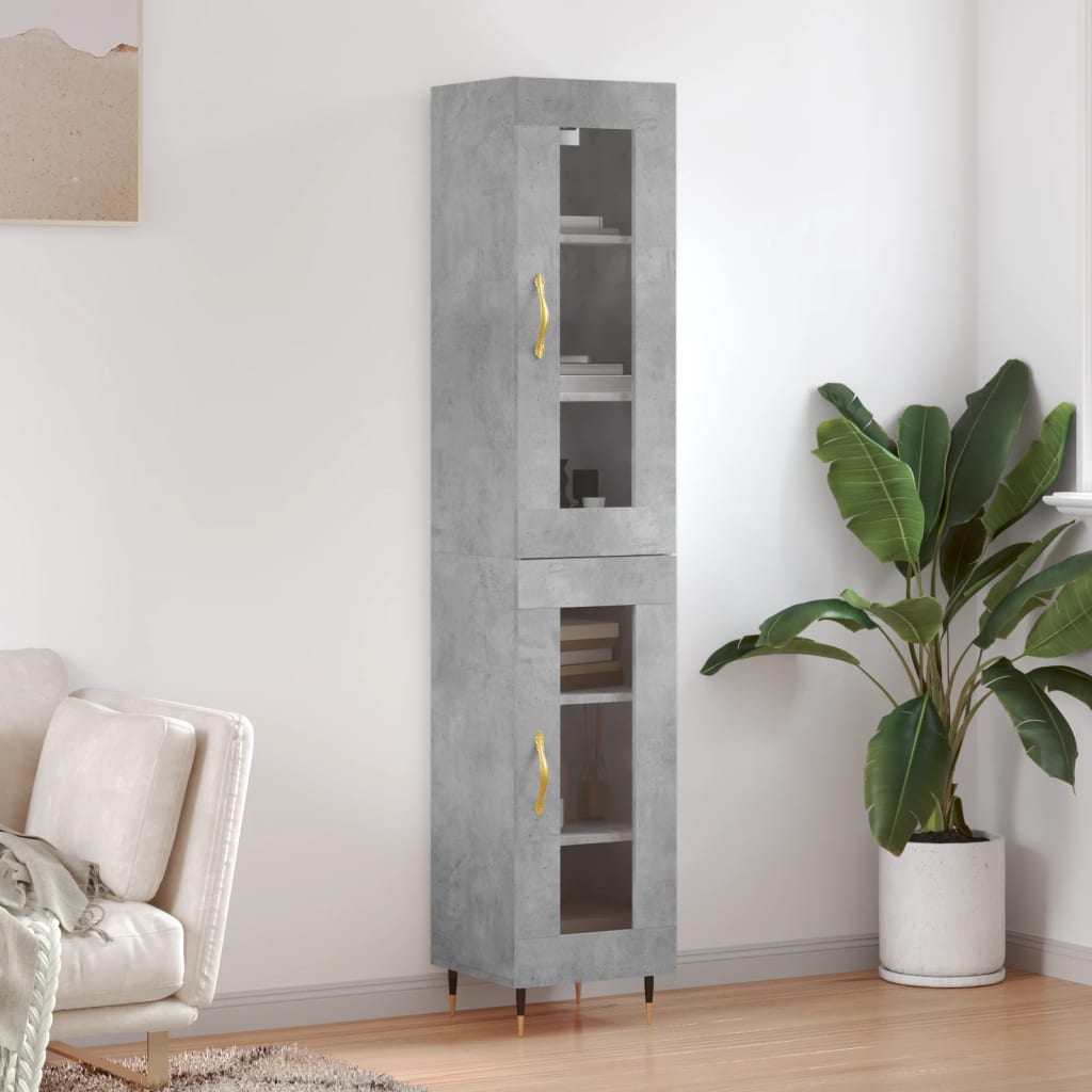 vidaXL Highboard Concrete Grey 34.5x34x180 cm Engineered Wood