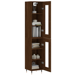 vidaXL Highboard Brown Oak 34.5x34x180 cm Engineered Wood