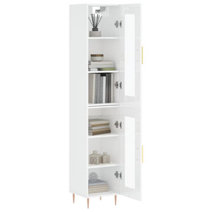 vidaXL Highboard High Gloss White 34.5x34x180 cm Engineered Wood