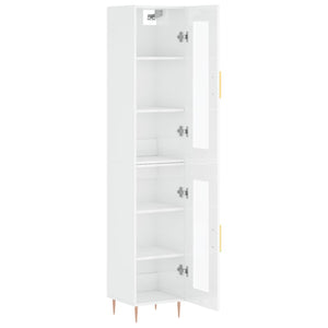 vidaXL Highboard High Gloss White 34.5x34x180 cm Engineered Wood