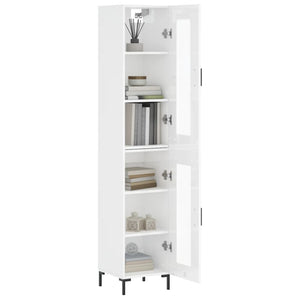 vidaXL Highboard High Gloss White 34.5x34x180 cm Engineered Wood