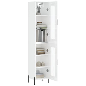 vidaXL Highboard High Gloss White 34.5x34x180 cm Engineered Wood