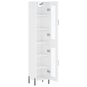 vidaXL Highboard High Gloss White 34.5x34x180 cm Engineered Wood