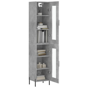 vidaXL Highboard Concrete Grey 34.5x34x180 cm Engineered Wood