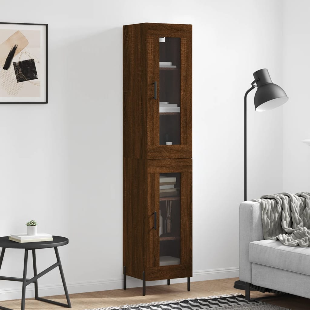 vidaXL Highboard Brown Oak 34.5x34x180 cm Engineered Wood