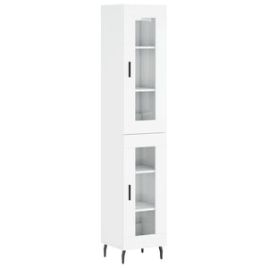 vidaXL Highboard High Gloss White 34.5x34x180 cm Engineered Wood