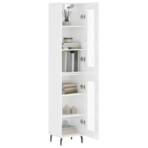 vidaXL Highboard High Gloss White 34.5x34x180 cm Engineered Wood