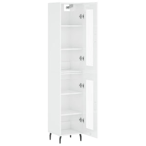 vidaXL Highboard High Gloss White 34.5x34x180 cm Engineered Wood