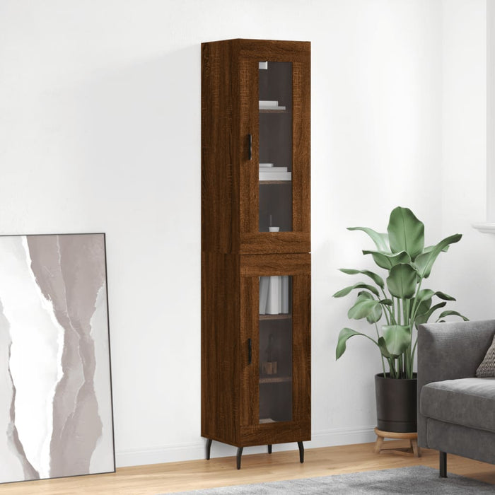 vidaXL Highboard Brown Oak 34.5x34x180 cm Engineered Wood