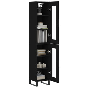 vidaXL Highboard Black 34.5x34x180 cm Engineered Wood