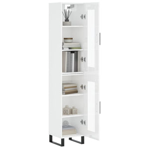 vidaXL Highboard High Gloss White 34.5x34x180 cm Engineered Wood