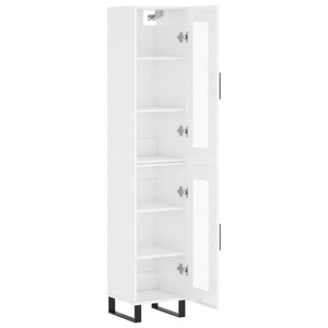 vidaXL Highboard High Gloss White 34.5x34x180 cm Engineered Wood